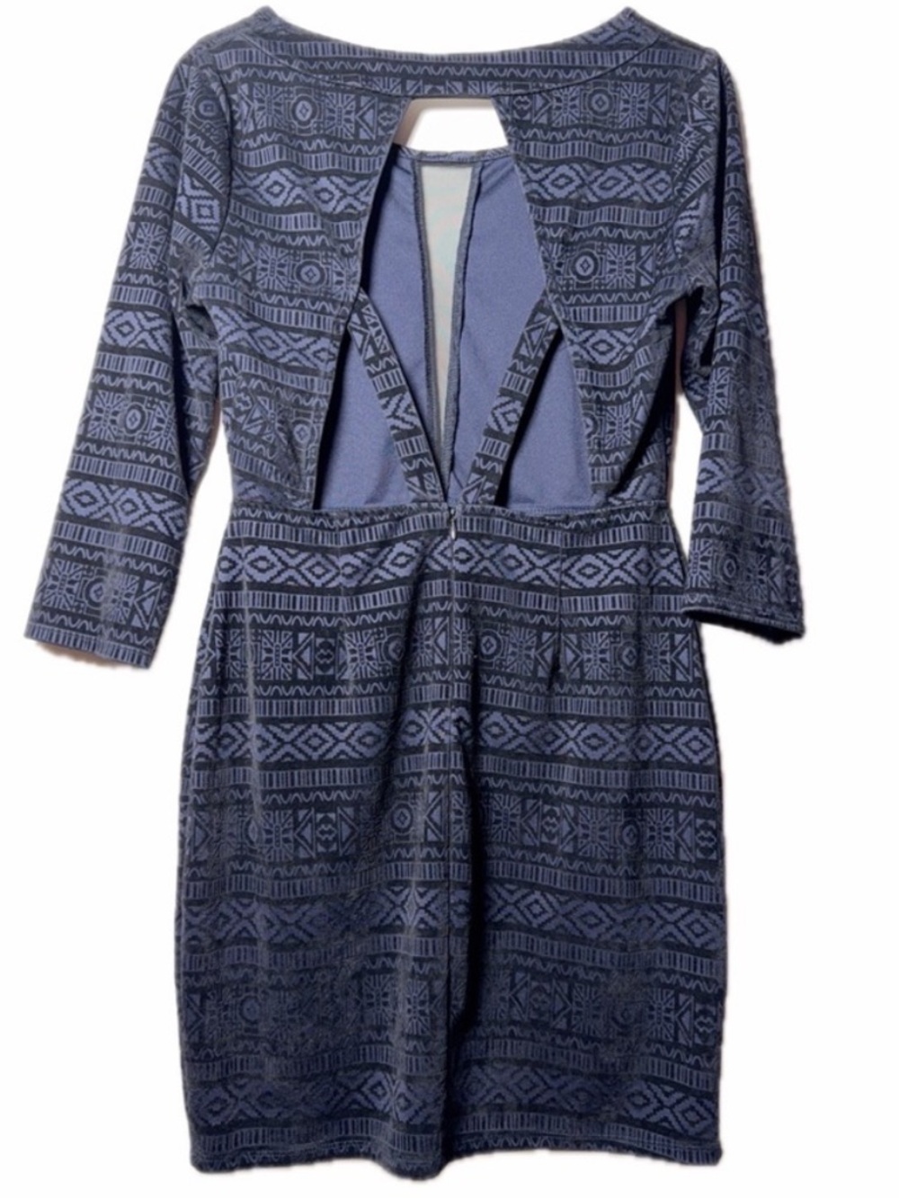 Charlotte Russe Dress Blue Black Printed Dress Open Back Large Cocktail Nightout